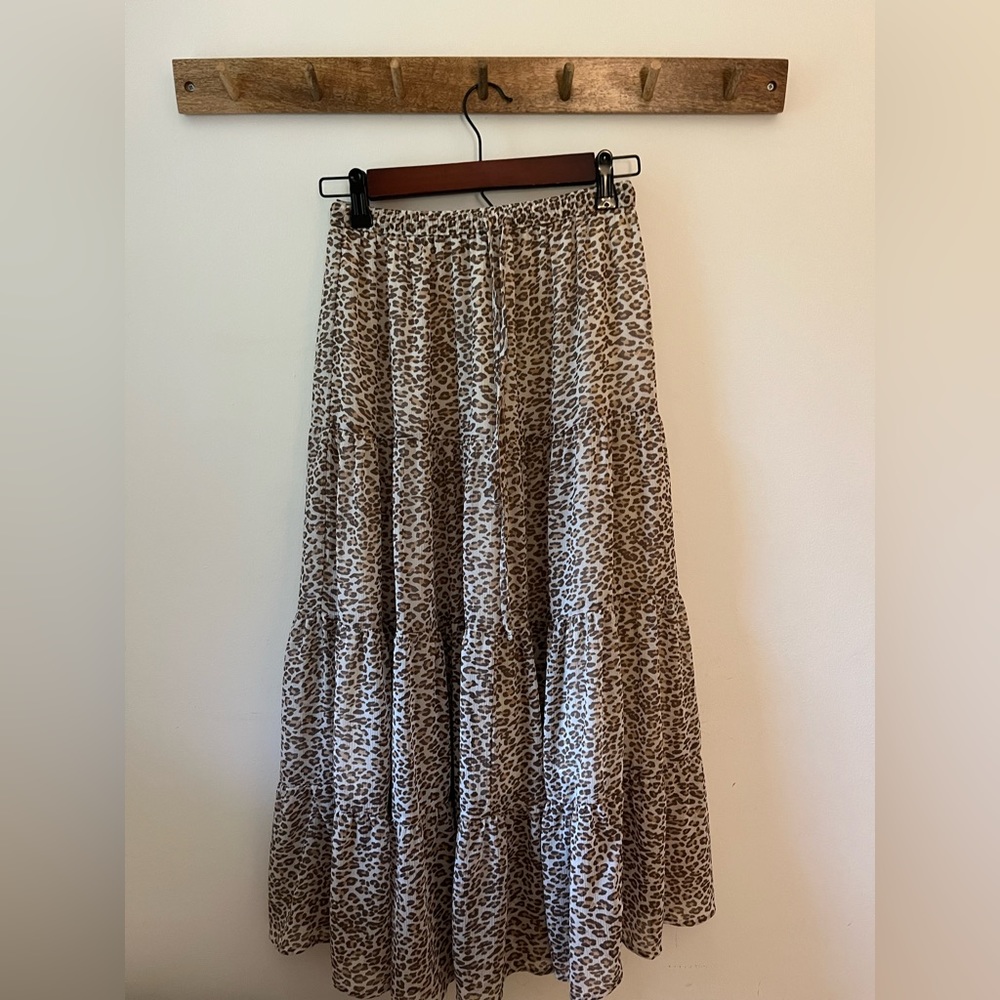 Aerie Leopard Midi Skirt